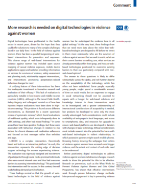More Research Is Needed On Digital Technologies In Violence Against Women