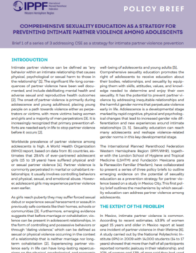 Policy Brief 1 Comprehensive Sexuality Education As A Strategy For Preventing Intimate Partner Violence Among Adolescents